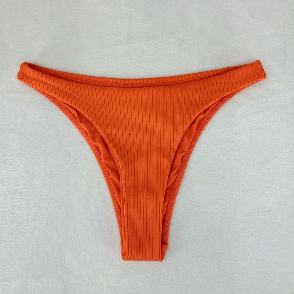 Monday Swimwear Byron Wide Rib Bikini Bottoms Womens Medium Orange Papaya